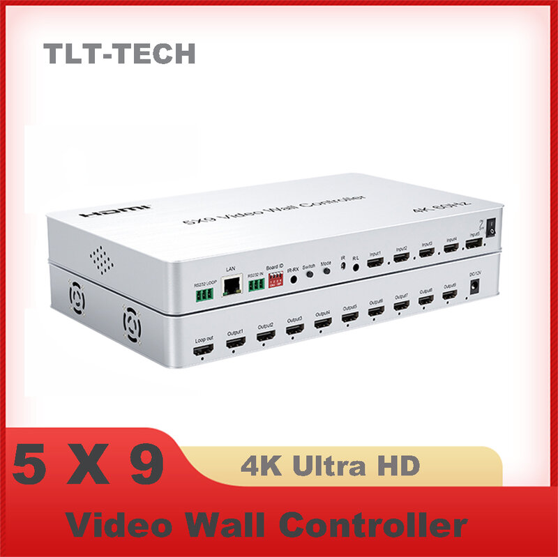 Controlador de pared de vídeo 4K/60HZ HDMI 5x9 RS232 HDMI, controlador de pared de vídeo con salida de bucle