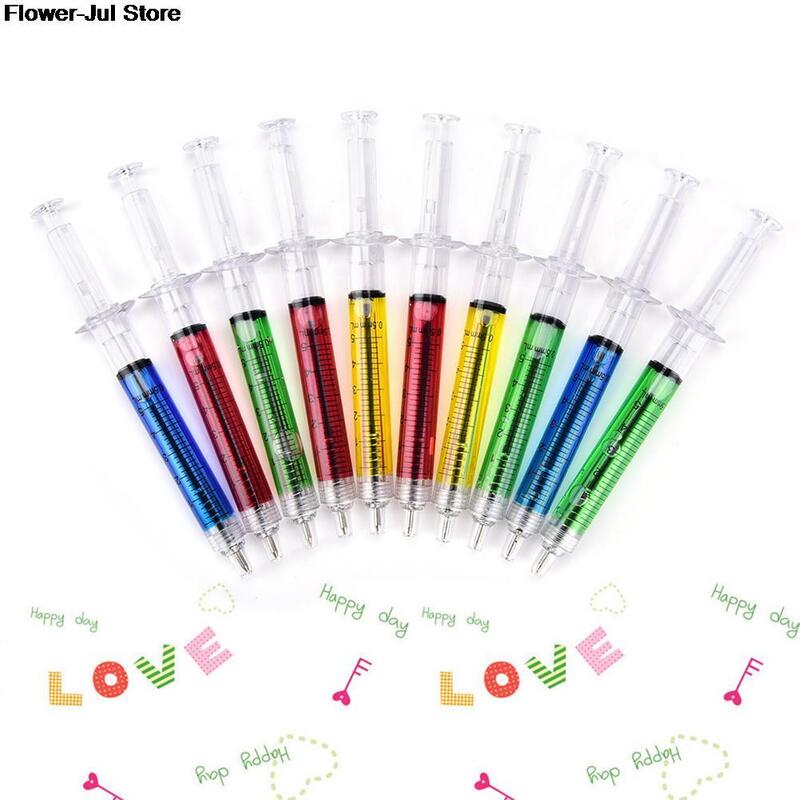 10 buah/lot kreatif baru pena jarum suntik bentuk khas lucu alat tulis pena pulpen peluru 5mm hadiah anak-anak pulpen hadiah