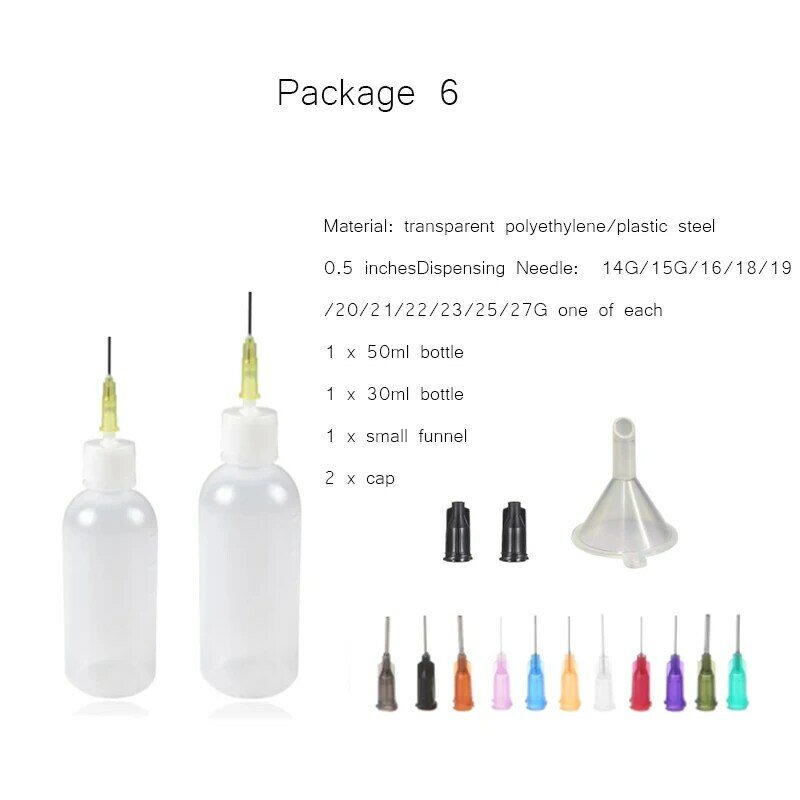 Botellas de plástico para jeringas y Punta de aguja, Kit aplicador etcdispensadores, funciona para una entrega precisa, pegamento líquido y tinta