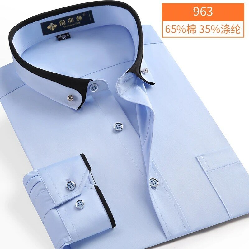Новое поступление, Весенняя Коммерческая легкая в уходе Мужская рубашка большого размера с длинным рукавом, модная официальная Высококачественная Бриллиантовая