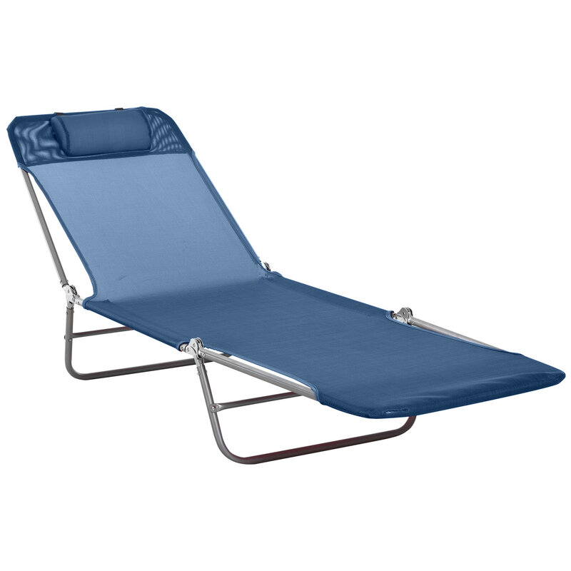 Folding Chaise Lounge Chair, Pool Sun Tanning Chair, Outdoor Lounge Chair with 5-Position Reclining Back, Breathable Mesh Seat