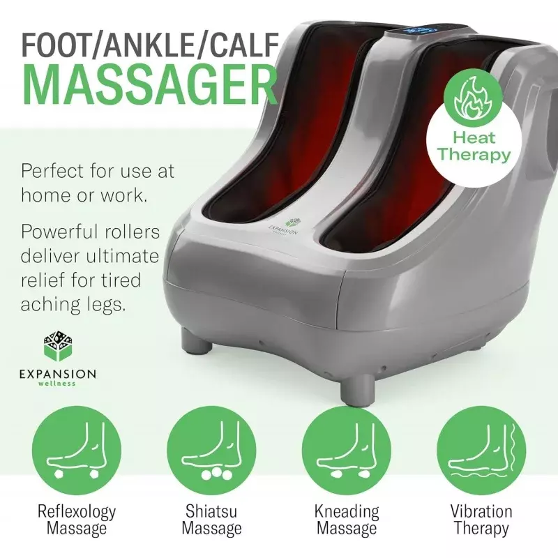 KoolerThings-masajeador Shiatsu para pies y pies, máquina calentada para aliviar los dolores de pies, tobillos, pantorrillas y piernas, terapia de amasamiento profundo, R