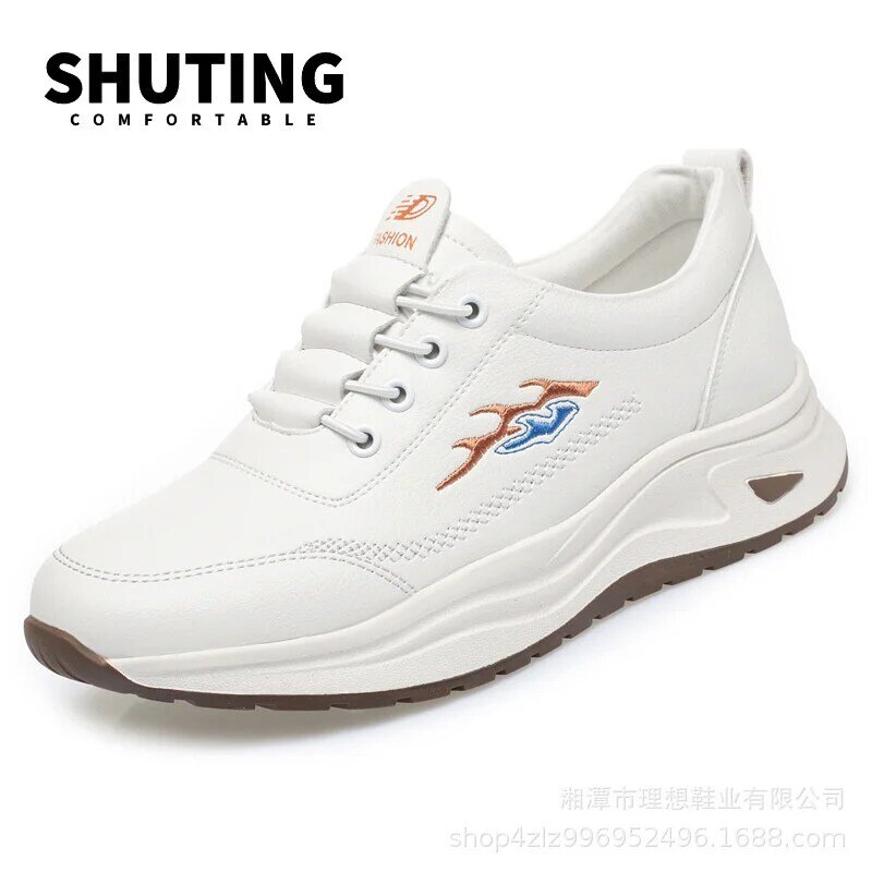 Women's Breathable Sports Shoes Outdoor Walking Flats Spring Comfortable Anti-slip Soft Leather Soft Bottom Casual Sneaker