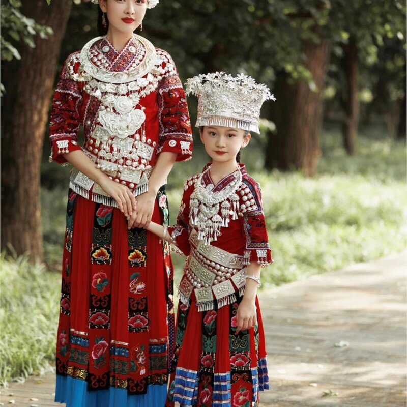 Одежда Miao, Женский сценический костюм Tujia для родителей и детей, новинка для специальной фотографии