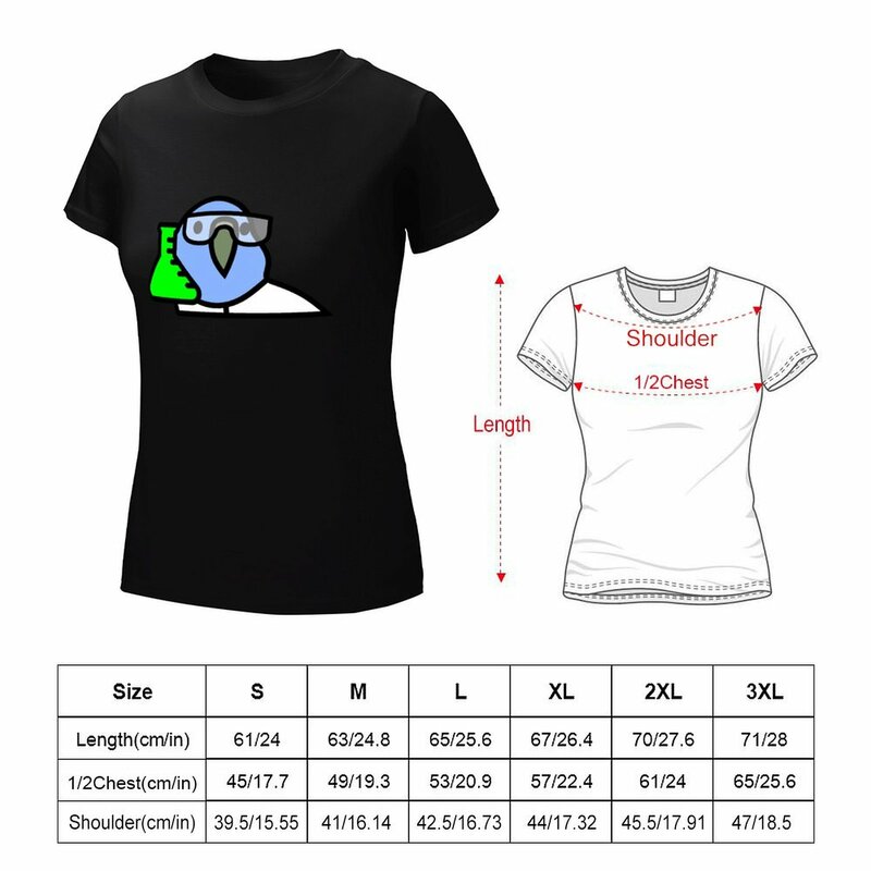 PartyParrot Science Parrot T-Shirt, Tees gráficos, Camisa Animal Print para Meninas, Roupas Kawaii para Mulheres, Camisas cortadas