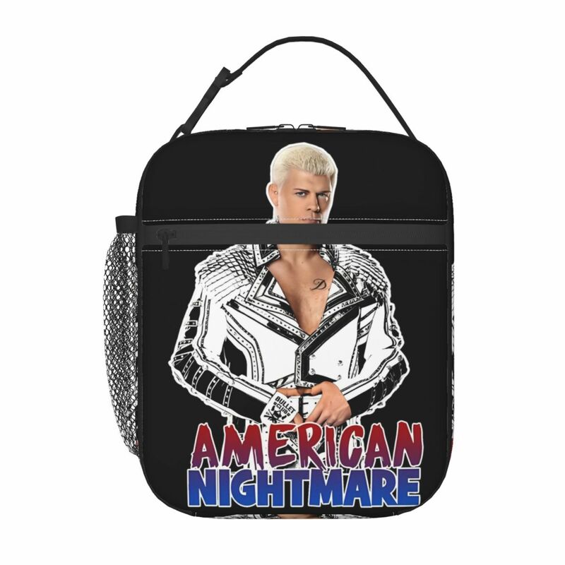 Cody Rhodes bullet Club Accessories กระเป๋าใส่อาหารกลางวันแบบหุ้มฉนวนอเมริกัน Nightmare กล่องอาหารระบายความร้อนใช้ซ้ำได้