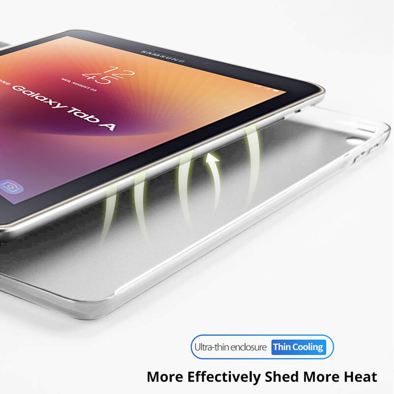 Funda protectora completa con tapa para tableta Samsung Galaxy Tab A, carcasa plegable de tres pliegues con función Smart sleep wake, soporte para SM-T550 y SM-T555, 9,7, 2015