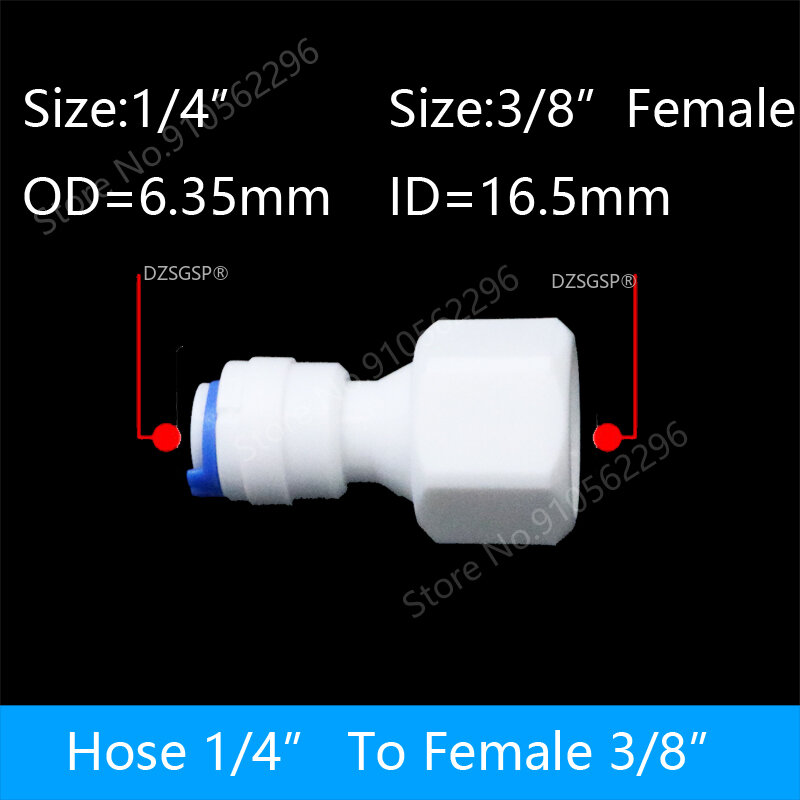 RO Water Straight Pipe Fitting 1/4" 3/8" OD Hose 1/8" 1/4"  3/8" 1/2" 3/4" BSP Male Female Thread Plastic Quick Connector System