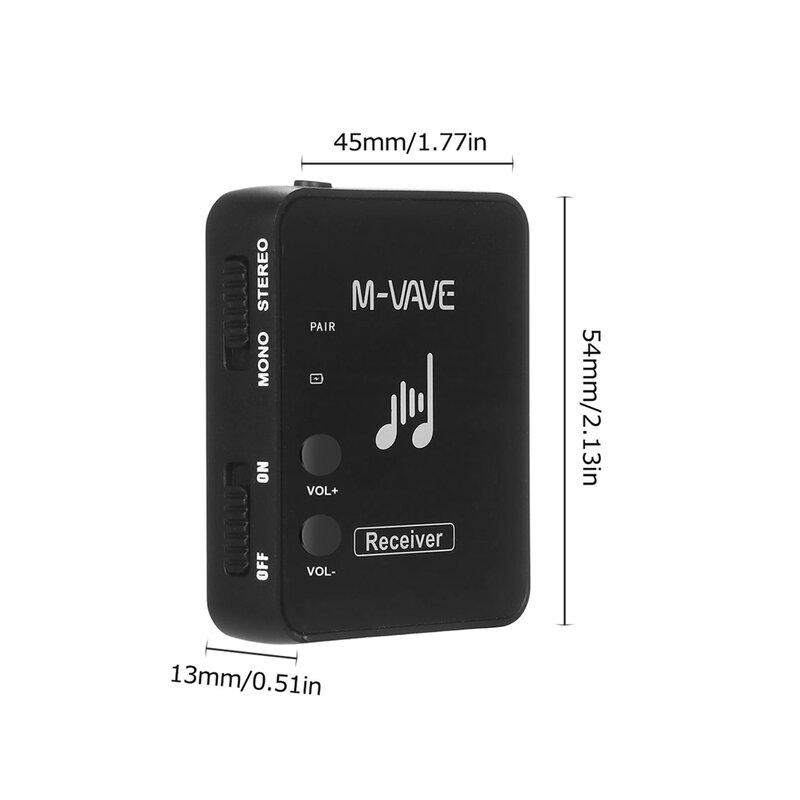 M-Wave WP-10 2.4G 무선 이어폰 모니터, 송신기 및 수신기, 스테레오 모노 휴대폰 녹음 기능 부품 지원