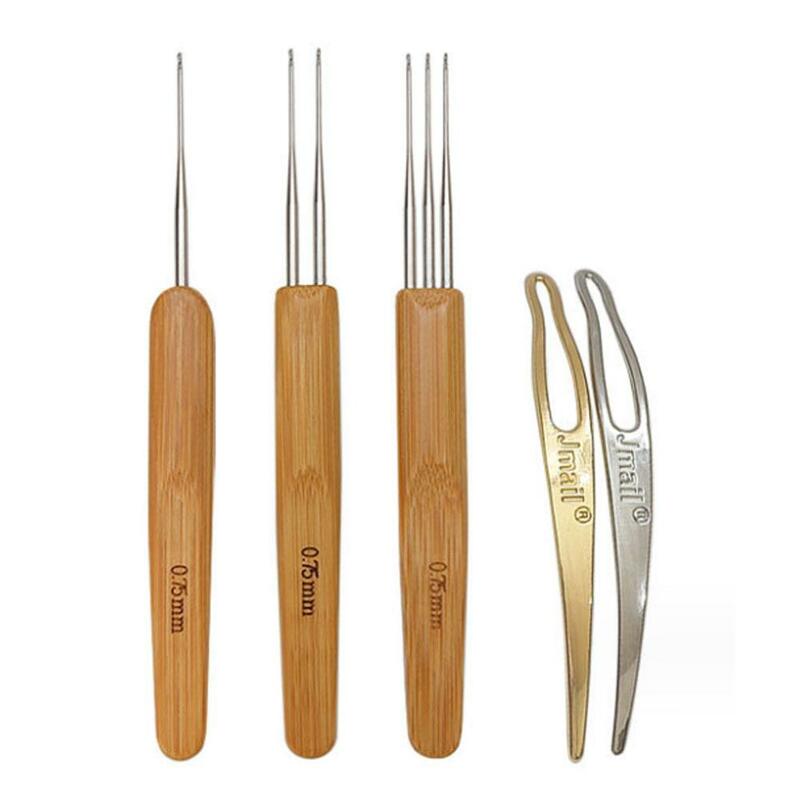 Dreadlocks de ganchillo de madera, aguja trenzada, herramientas para pelucas de plumas, enhebrador de pelo, agujas de ganchillo para tejer, extensión de gancho, W4S0