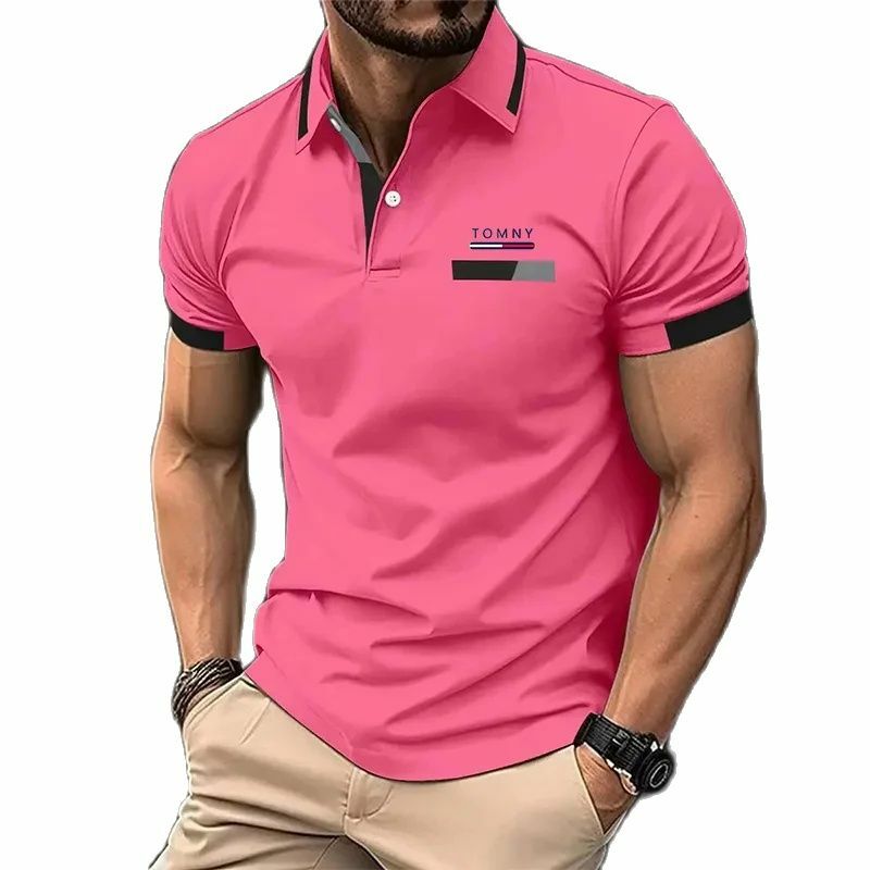 POLO Men's T-shirt New Polo shirt High quality men's short sleeve polo breathable top Business casual sweat absorption polo shir