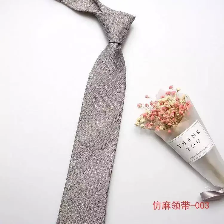 Red Pink 15 Colors Casual Fashion Men's Tie Solid Color Linen Cotton Necktie 6cm Width Skinny Narrow Neck Ties for Party