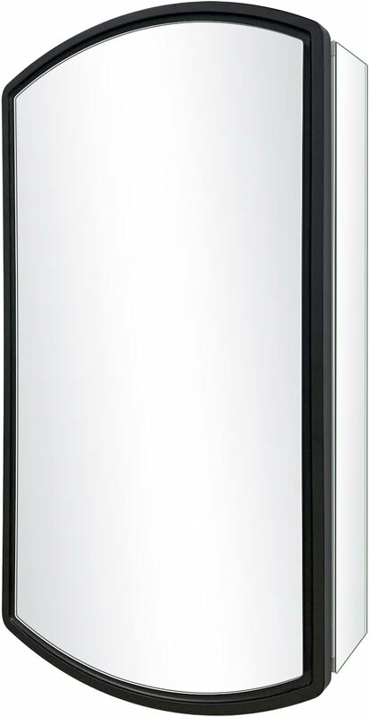 FOMAYKO-armario de medicina de una sola Puerta de aluminio, 22 "W x 30" H, con receso enmarcado negro de granja o cabina de espejo de montaje en superficie