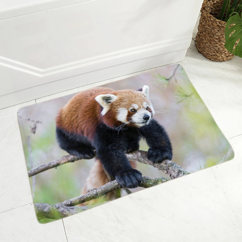 Raccoon Bathroom Doormat Wild Animal Carpet Non Slip Cute Raccoon Print Indoor Accent Rug for Kids Boys Girls Gifts Room Decor