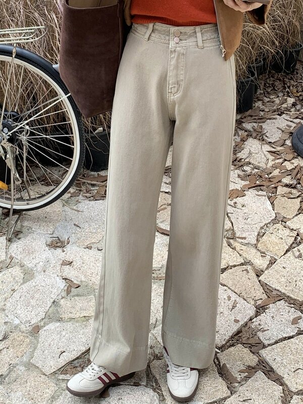 Женские джинсовые брюки в полную длину, с завышенной талией