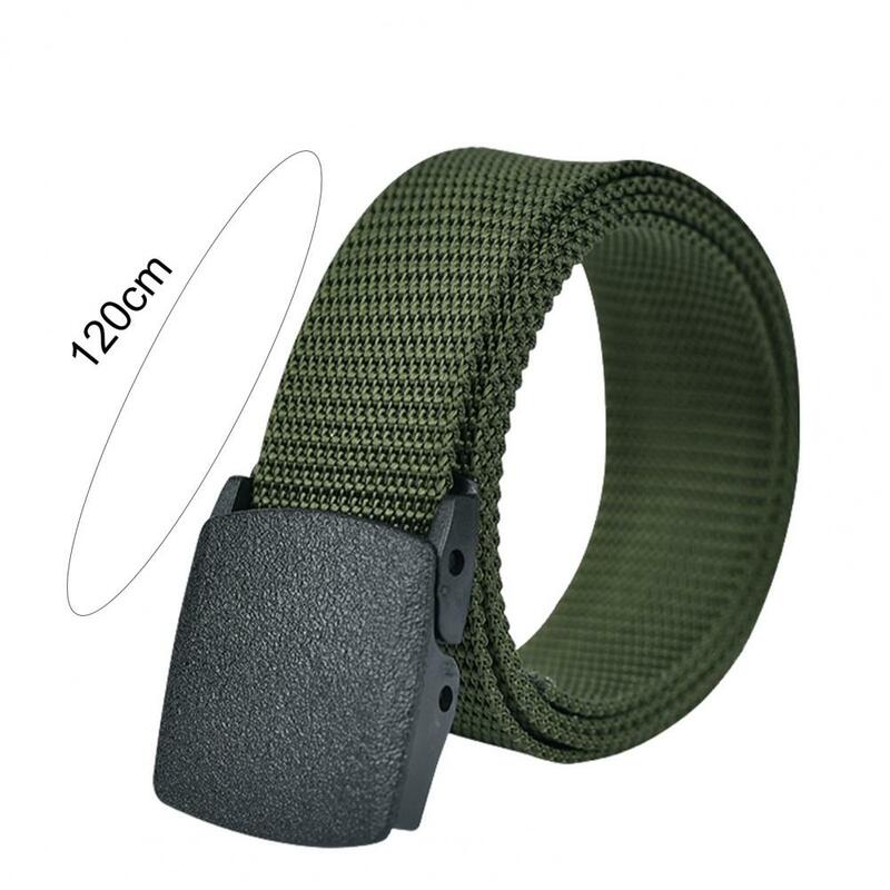 Cinturón de nailon ajustable para hombre, cinturón de utilidad duradero con diseño sin agujeros, hebilla sin Metal para Jeans, sólido para disfraz para oficiales
