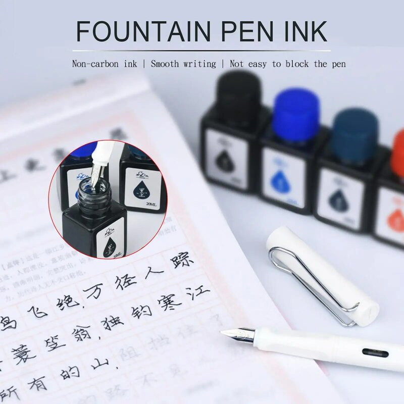 20ml Fountain Pen Ink Dip Pen Ink Bottle Blue Ink Refilling Art Ink Available Sac Calligraphy Students Inks Writing Station N8F7