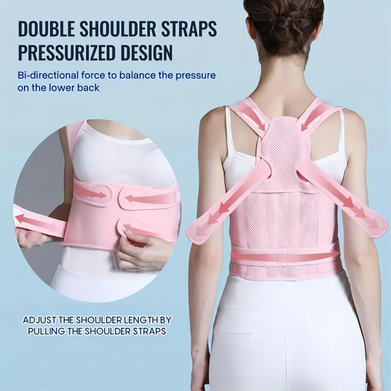 Corretor de postura ajustável para mulheres, alisador de ombro, suporte traseiro completo, alívio das dores nas costas superior e inferior