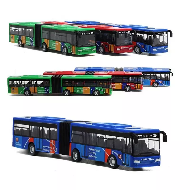 Vehículos de modelo de autobús de Ciudad de aleación, autobús expreso de ciudad, autobús doble, vehículos fundidos a presión, Juguetes Divertidos, coche extraíble, regalos para niños, 1:64
