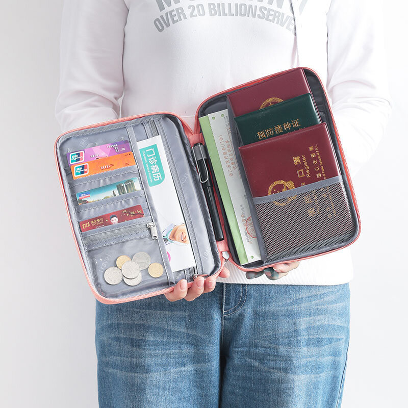 Dompet bepergian populer tempat paspor keluarga tempat dokumen kedap air kreatif tempat dokumen Organizer perjalanan aksesori tas penyimpan dokumen