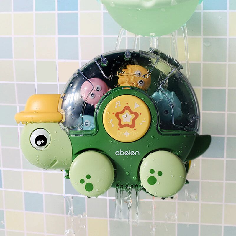 Cute Animal Turtle zabawka do kąpieli Funny Waterwheel kąpiel Sucker wanna woda Spray Play prysznic zraszacz zabawka dla dzieci maluch dziecko