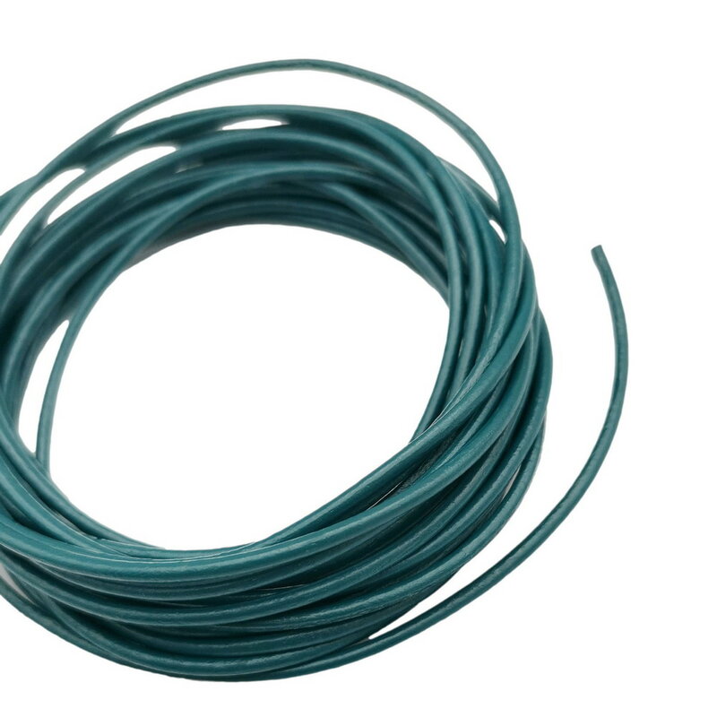 5 Yards Teal 2mm Round Genuine Cowhide Leather Cords