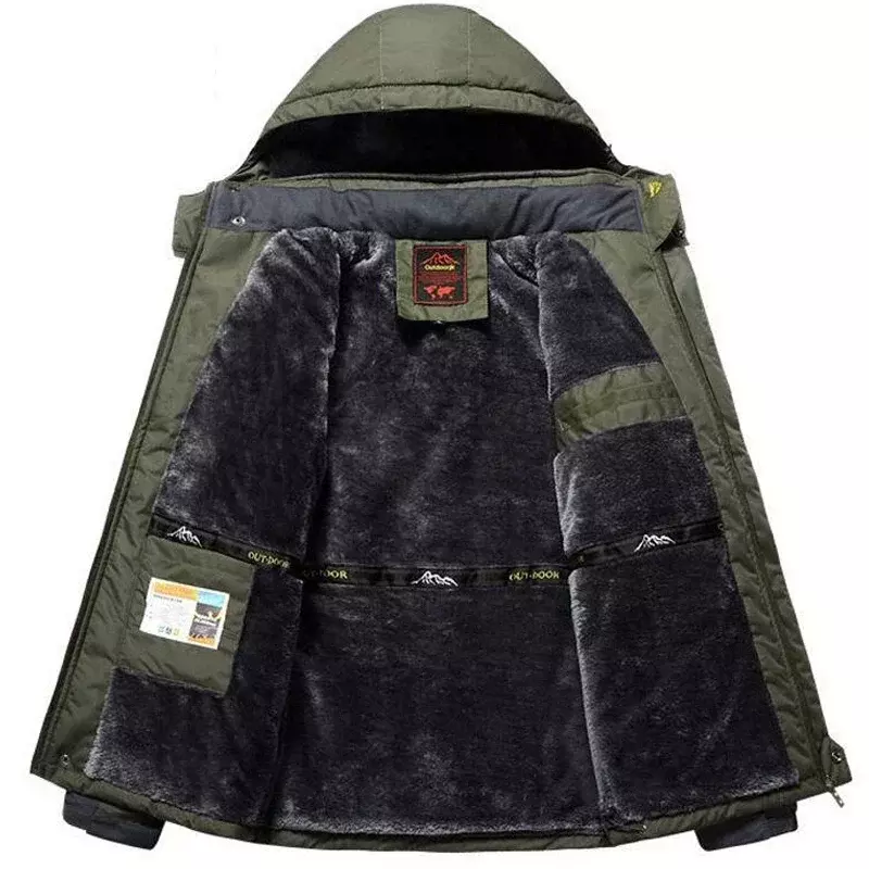남성용 두꺼운 플리스 방수 아웃웨어 언로드 재킷, 바람막이 육군 파카 비옷 코트, 플러스 사이즈 8XL 9XL