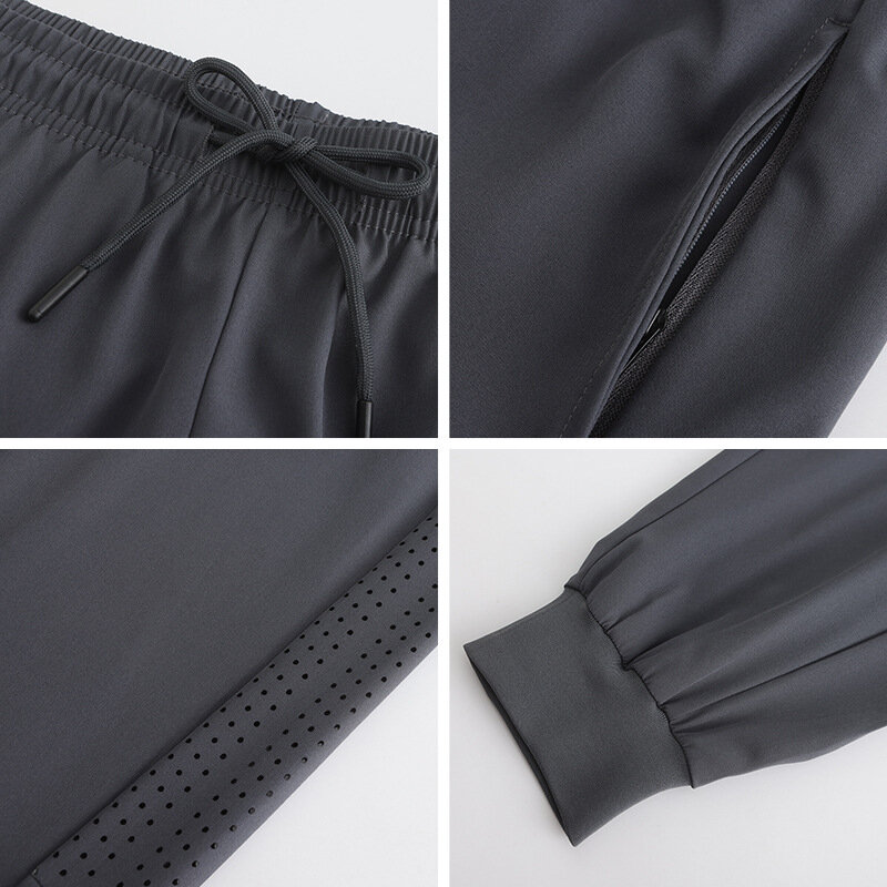 Новинка весна-лето 2024, мужские быстросохнущие тонкие пористые эластичные брюки для бега и фитнеса