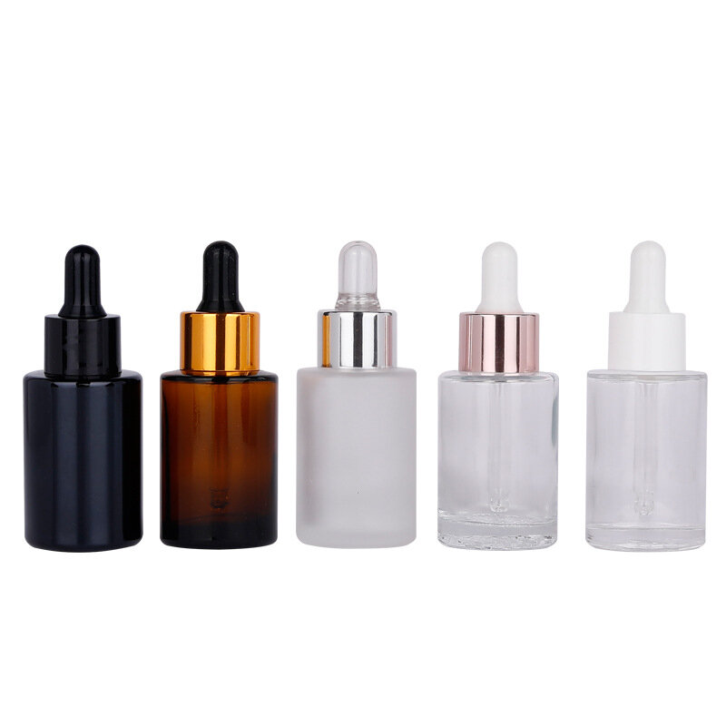Botol Penetes Kaca Buram Transparan 30ML Botol Pipet Wadah Botol Isi Ulang Minyak Esensial Kosong untuk Kosmetik
