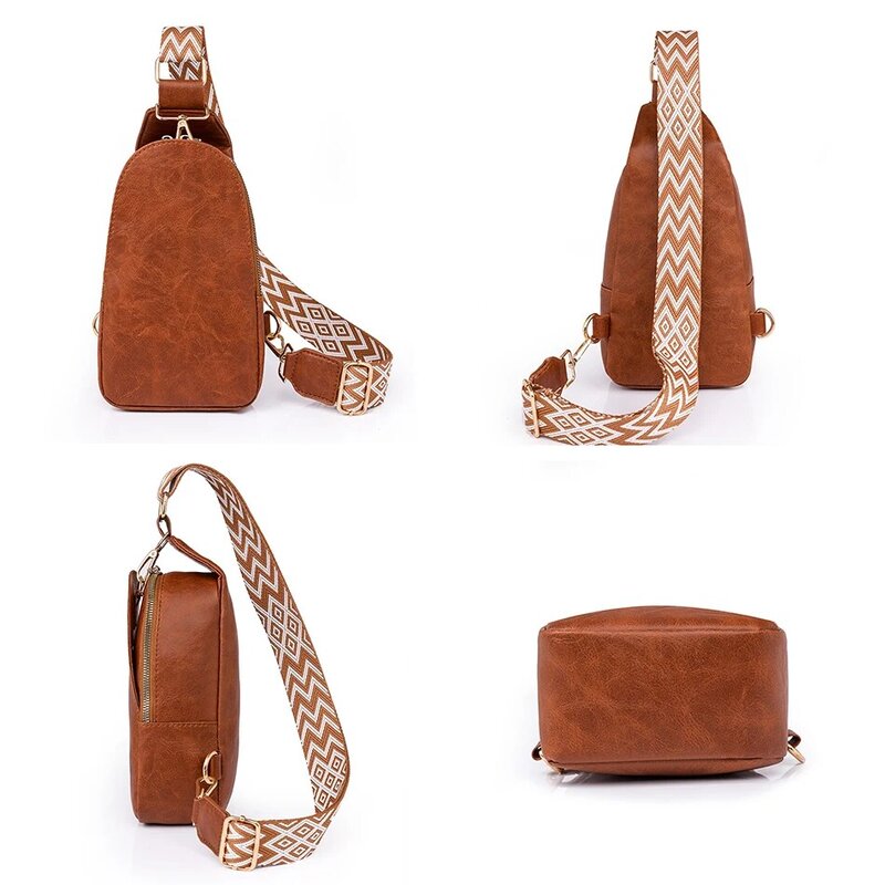 Vintage Chest Bag for Women New Fashion Casual Leather Waist Sac Multifunctional Waist Pouch for Phone Shopping Holder Chest Bag