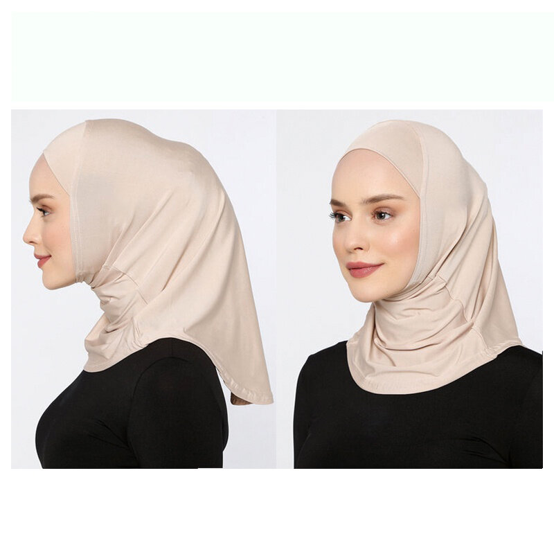 Modal Muslim Biru Olahraga Jilbab Abaya Hijab untuk Wanita Abayas Jersey Syal Kepala Gaun Islami Wanita Turban Satin Instan