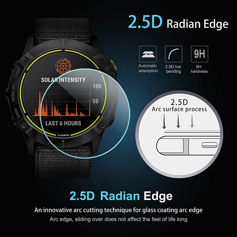 Protetor de tela de vidro temperado para relógio inteligente, película protetora à prova de riscos, Garmin Enduro 2, Garmin Enduro 1, 5pcs