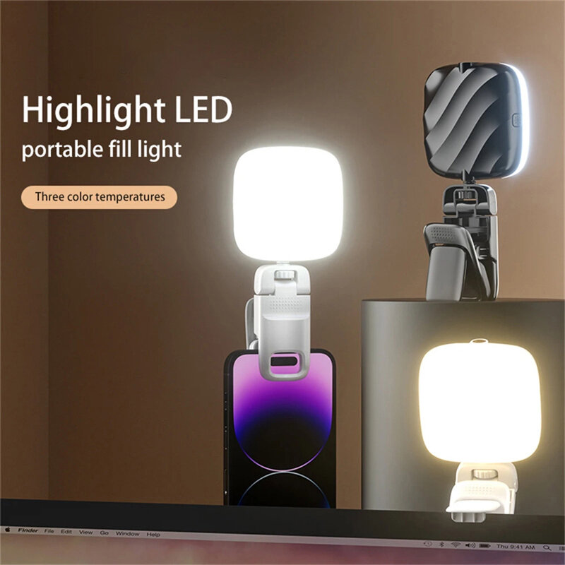 Fotografia portátil Fill Light, Flash LED, Selfie Ring Light, recarregável, telefone, mesa, PC, iluminação para gravação de vídeo, ao vivo