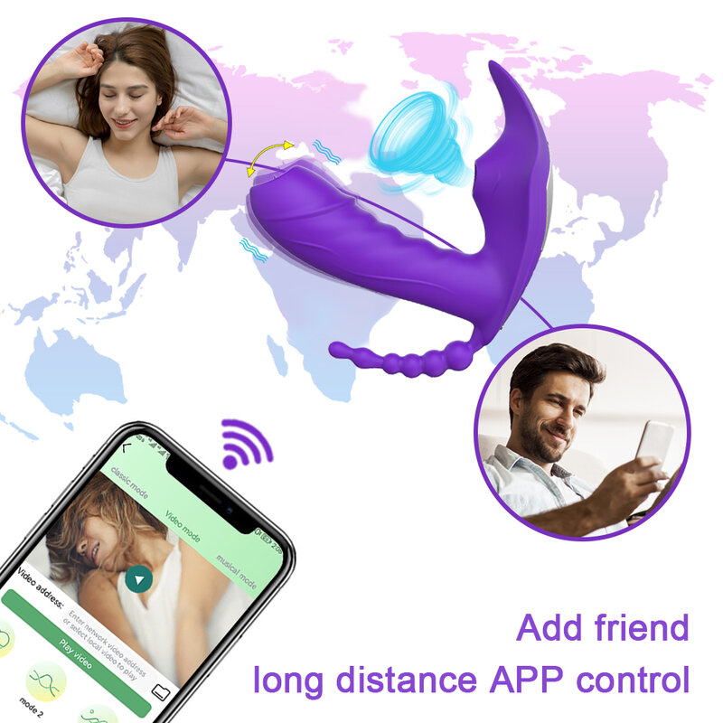 Vibrator Pengisap Klit Kontrol Jarak Jauh Nirkabel Aplikasi Bluetooth Wanita Stimulator Klitoris Mainan Seks Dildo Bergetar untuk Pasangan Wanita