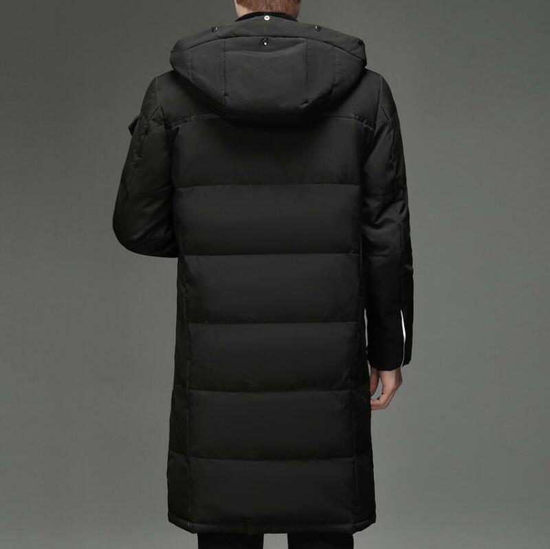 남성용 두꺼운 다운 재킷, 따뜻한 다운 코트, 롱 화이트 덕 후드 다운 파카, 플러스 사이즈 5XL, 2023 신상 남성 패션