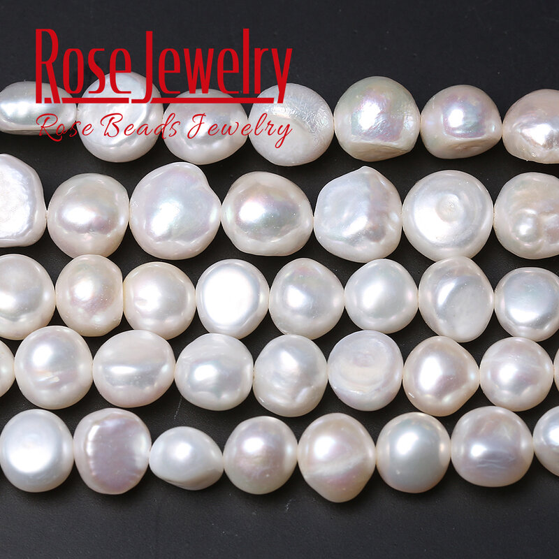 Perlas blancas cultivadas en agua dulce 100% naturales reales, cuentas sueltas perforadas de forma transversal, hebra para fabricación de joyas, calidad 5A, 36 cm