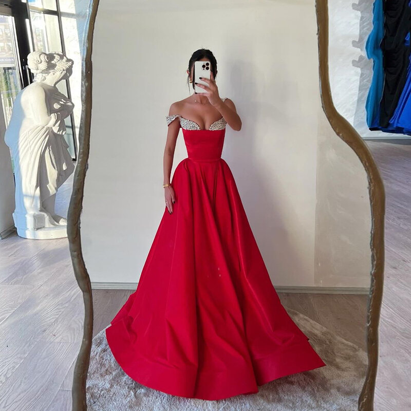Popularne eleganckie czerwone damskie suknie wieczorowe linia dość seksowna kochanie bez rękawów suknie na bal maturalny formalna okazja Vestido De Noche