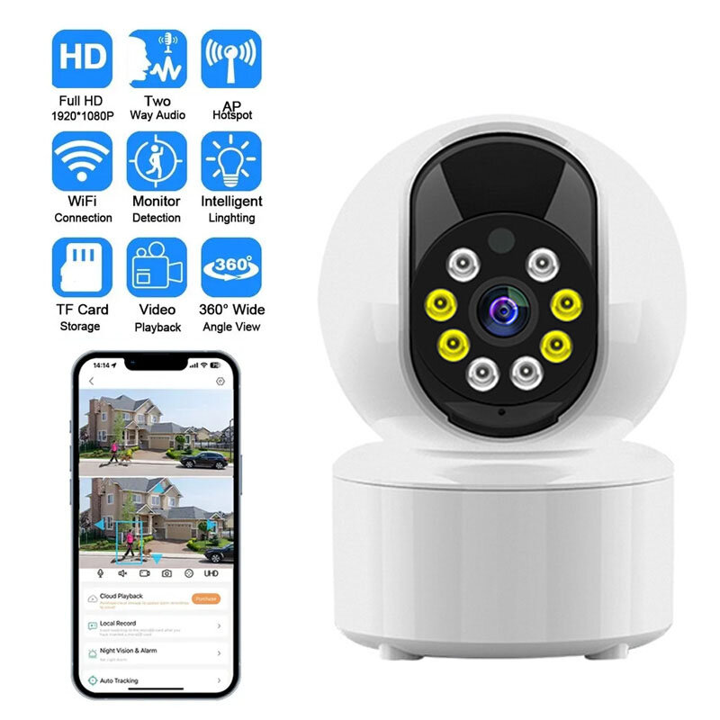 Kamera Mini CCTV Ip keamanan HD, kamera pintar penglihatan malam 1080p cerdas Pyuntai suara dua arah interkom rumah