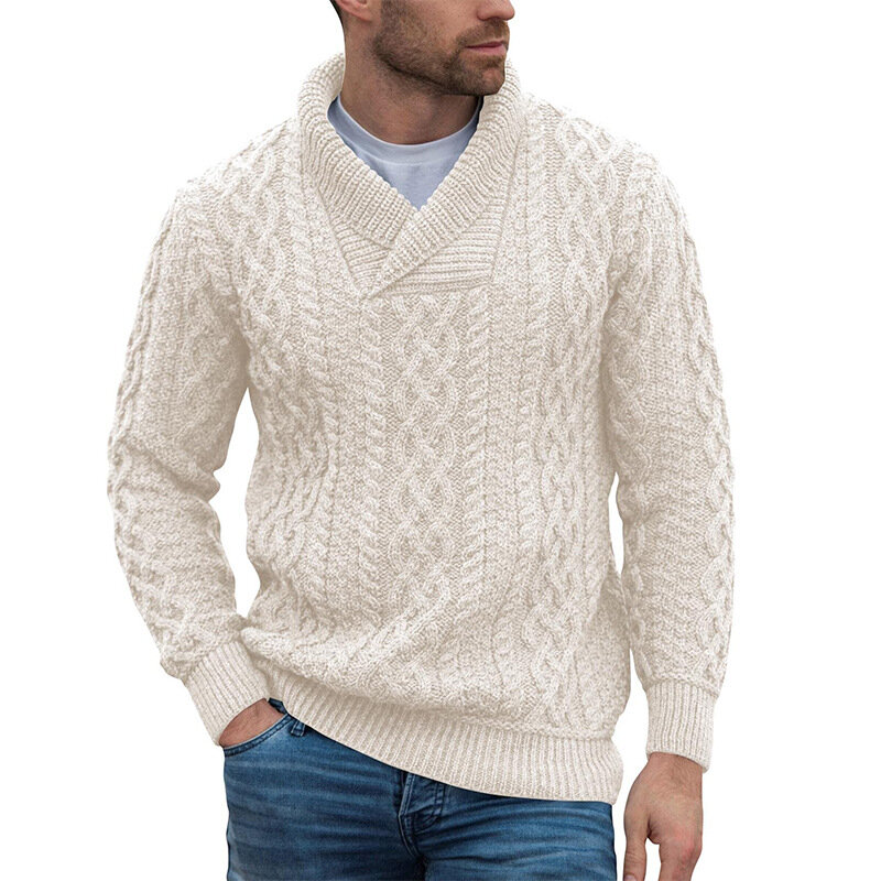 Pakaian rajut pria Pullover baru musim gugur dan musim dingin 2023 mode Eropa dan Amerika Serikat atasan Sweater rajut ramping