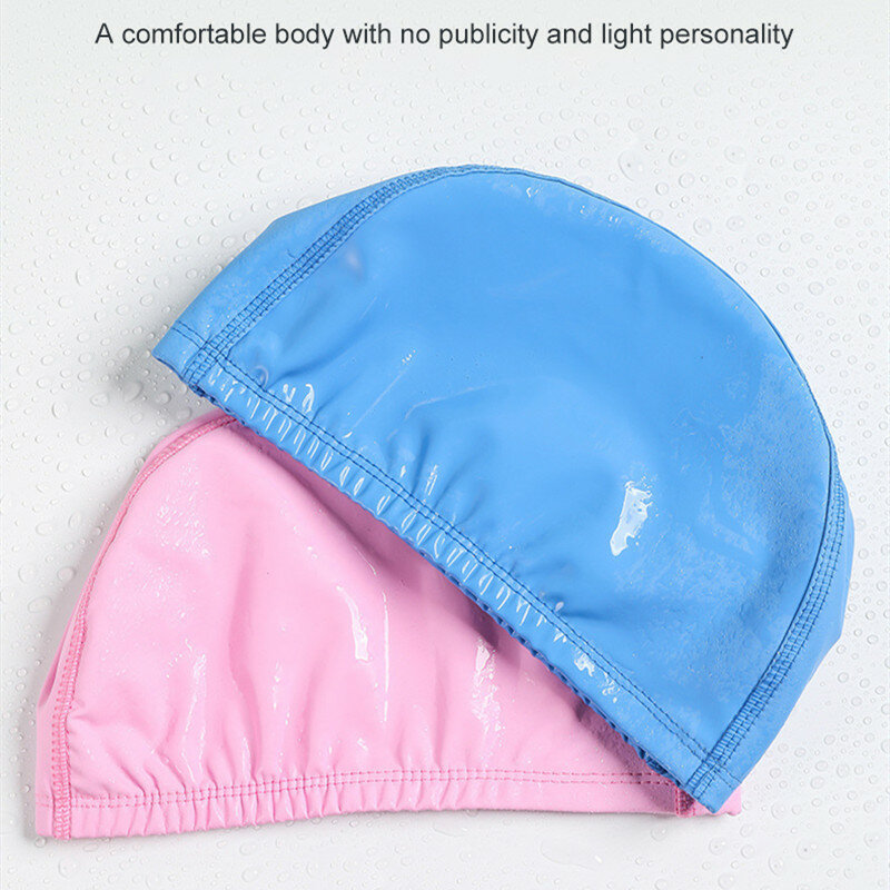 Bonnet de bain imperméable en PU pour adultes, protection des oreilles, cheveux longs, taille libre