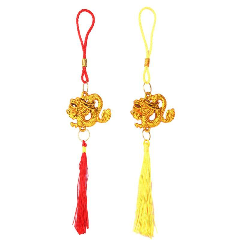 Ornamen Naga Tahun Baru 2024 liontin rumbai naga simpul Cina ornamen naga dekorasi Feng Shui untuk perayaan Tahun Baru