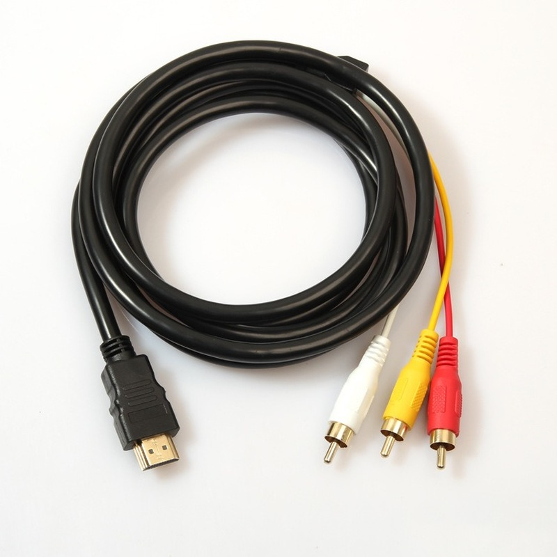 1.8m 블랙 HDMI 호환 수-3 RCA 오디오 비디오 컴포넌트 AV 비디오 케이블, 변환 컴포넌트