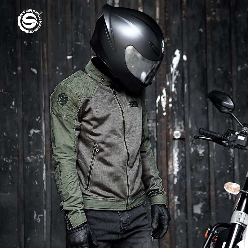 SFK модная мужская сетчатая мотоциклетная куртка для верховой езды костюм хорошая вентиляция Ретро летняя дышащая куртка для верховой езды CE Защитная Броня