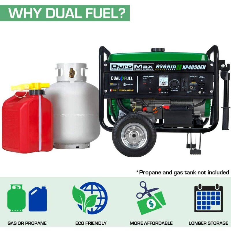 Duromax xp4850eh Generator-4850 Watt Gas oder Propan angetrieben-elektrischer Start-Camping & RV bereit, 50 staatlich zugelassene Dual Fuel p