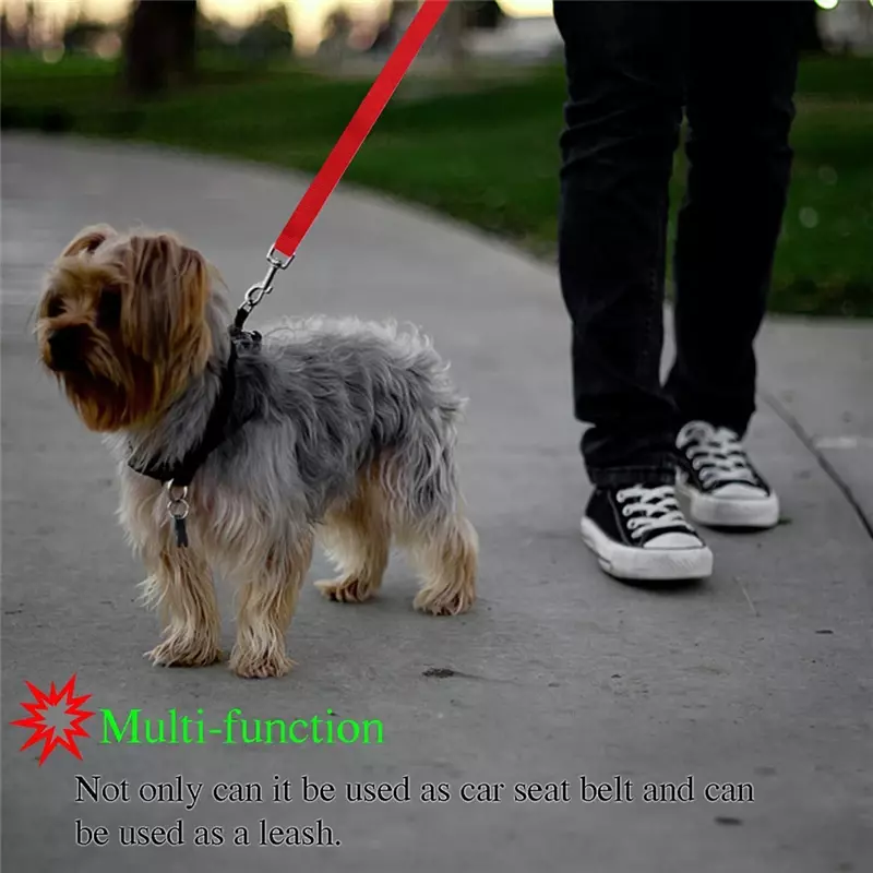 Cinturón de seguridad con cuerda de nailon para perros, arnés ajustable de Color sólido para pasear en el coche, accesorios para mascotas