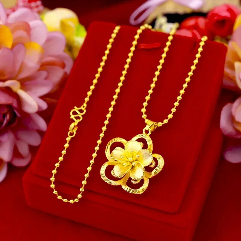 999 czysty słonecznik wisiorek słonecznik 3D twarde złoto 18K złoto AU750 naszyjnik kobiet piękny prezent na Boże Narodzenie prawdziwe złoto biżuteria