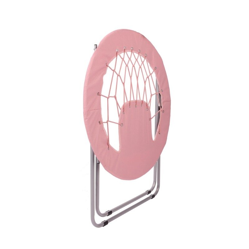 Kursi lipat remaja portabel konstruksi logam 32 ", kursi Bungee, merah muda