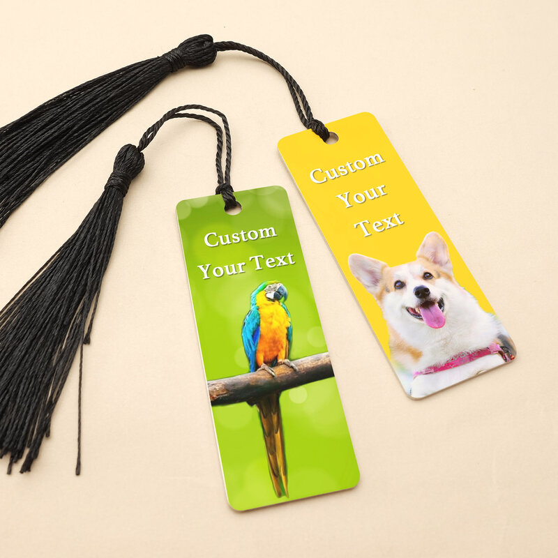 Marcapáginas de Metal personalizado con borla, marcador de fotos personalizado, marcador de libros de fotos para mascotas, marcador de imagen para su regalo para lector