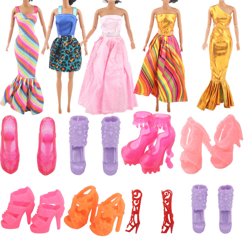 Acessórios Barbi Doll para crianças, mini vestido, sapatos, bolsas, mini roupas, 1 conjunto aleatório, 30cm, 12 '', presente BJD, 1:6
