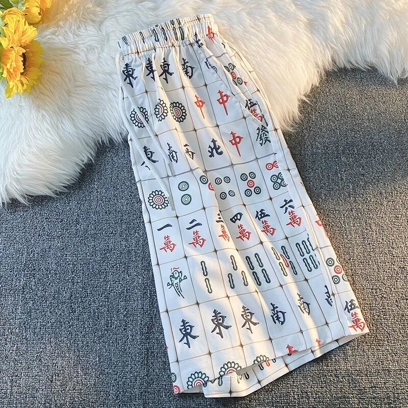 Nuovo Set di stampa Mahjong per uomo e donna Summer Travel Shopping pantaloncini a maniche corte semplici e Ultra sottili Casual in due pezzi